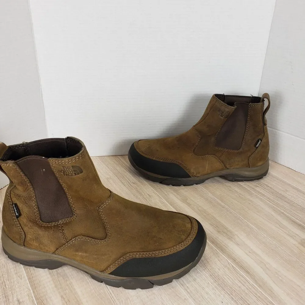 The North Face Men's Brown Leather Hiking Boots Work Size 12 slip on